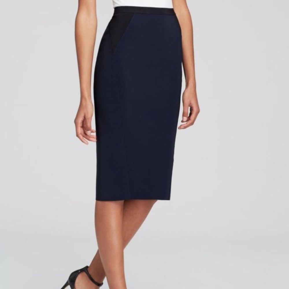 Elie Tahari Willow Maureen Navy Nylon Skirt